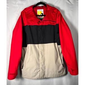 Burton Colorblock Dry Ride Waterproof Rain Jacket - Red, Black, and Beige Size M